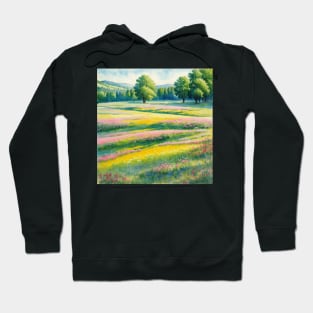 Watercolor Inspired Meadow Scenery Hoodie